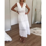 Beatrice | Damen Weißes Sommerkleid Midi – Weiß