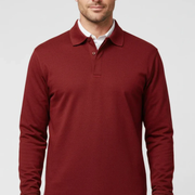 Bennet | Herren Poloshirt Schlicht Langarm Freizeit – Rot