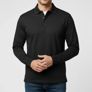 Bennet | Herren Poloshirt Schlicht Langarm Freizeit – Schwarz