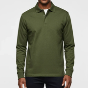 Bennet | Herren Poloshirt Schlicht Langarm Freizeit – Olivgrün