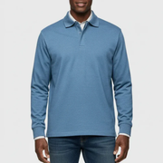 Bennet | Herren Poloshirt Schlicht Langarm Freizeit – Blau