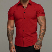 Bernhard | Herren Sommer Hemd Schlicht – Violettrot