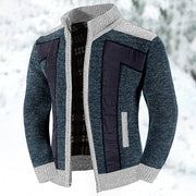 Bertold | Herren Strickjacke Reißverschluss Zweifarbig – Grün