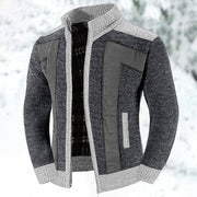 Bertold | Herren Strickjacke Reißverschluss Zweifarbig – Grau