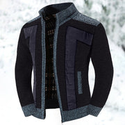 Bertold | Herren Strickjacke Reißverschluss Zweifarbig – Schwarz