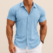 Bertram | Herren Sommer Hemd Schlicht – Blau