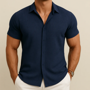 Bertram | Herren Sommer Hemd Schlicht – Marineblau