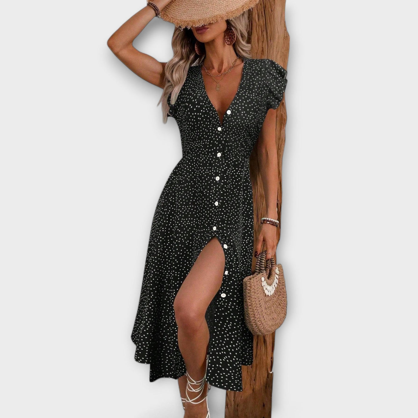 Schickes Polka-Dot-Midi-Kleid