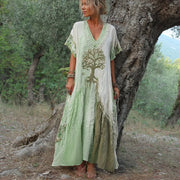 Carivienne - Vintage-Maxikleid mit Baum-Print – Grün