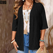 Delienne - Strickjacke mit softem Griff und Ajourmuster – Schwarz