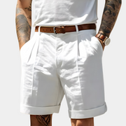 Davinci | Elegante Herren-Bermudas mit Bundfalten – Weiß