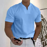 Bjarne | Herren T-Shirt Mit V-Ausschnitt Schlicht Freizeit – Hellblau