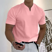 Bjarne | Herren T-Shirt Mit V-Ausschnitt Schlicht Freizeit – Rosa