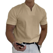 Bjarne | Herren T-Shirt Mit V-Ausschnitt Schlicht Freizeit – Khaki