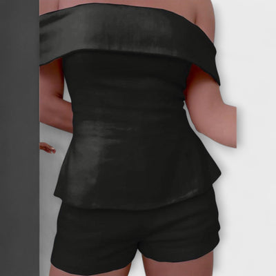 Olivia - Weißes Baumwoll-Leinen Zweiteiliges Ensemble