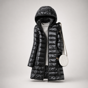 Mira - ultraleichte Longline-Pufferjacke – Schwarz