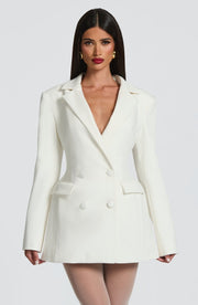 Blazer Minikleid Tailliert Damen – Weiß