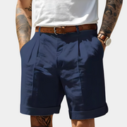 Davinci | Elegante Herren-Bermudas mit Bundfalten – Marineblau