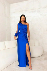 Sofia | Damen Maxikleid schulterfrei modern elegant – Blau