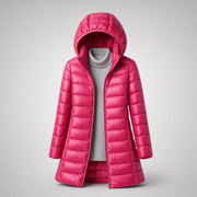 Mira - ultraleichte Longline-Pufferjacke – Fuchsia