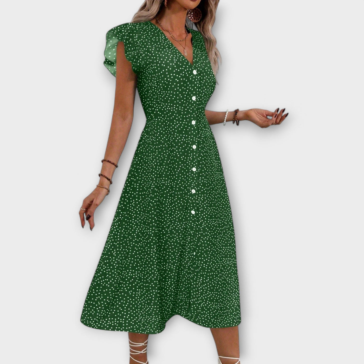 Schickes Polka-Dot-Midi-Kleid