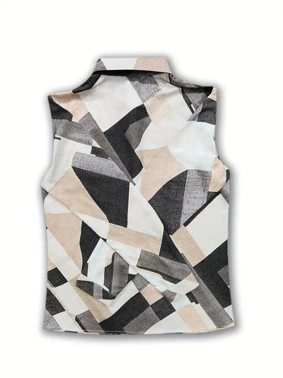 Trendige Damenbluse mit abstraktem Muster und Knopfleiste – Marlene