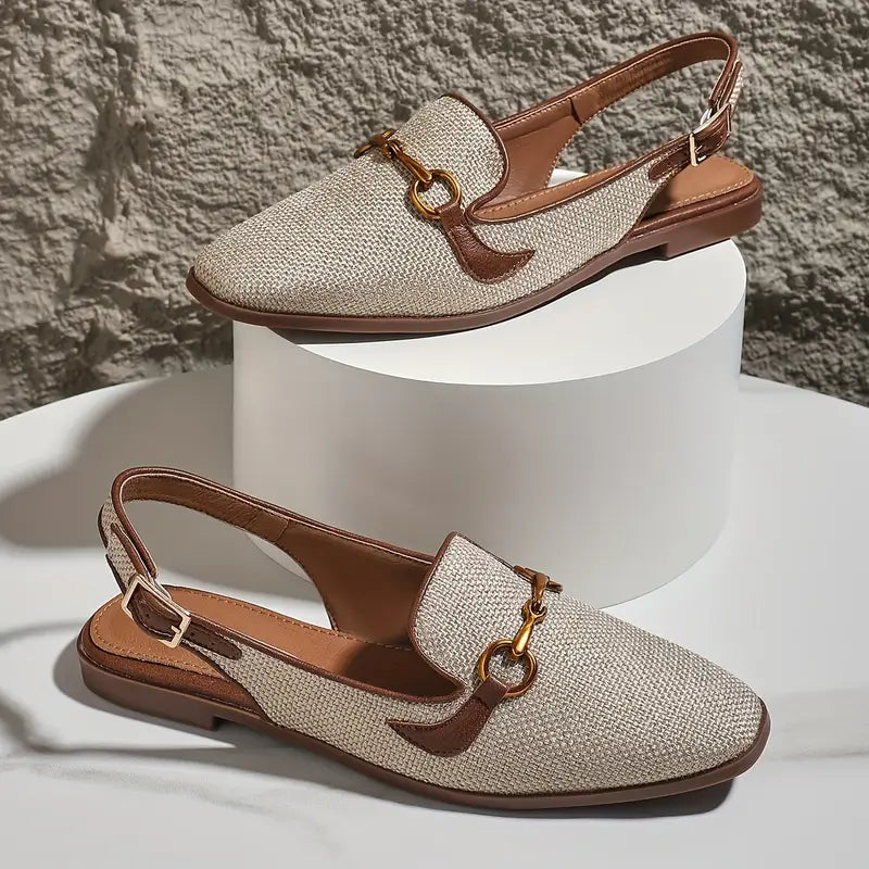Slingback-Loafer mit Zierschnalle | Strukturgewebe | Eleganter City-Style