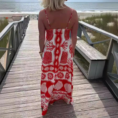 Strandkleid mit Spaghettiträgern | Muschel-Print | Maritimer Sommerstil