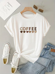 Sarai - T-Shirt mit Kaffeeherz-Print – Weiß
