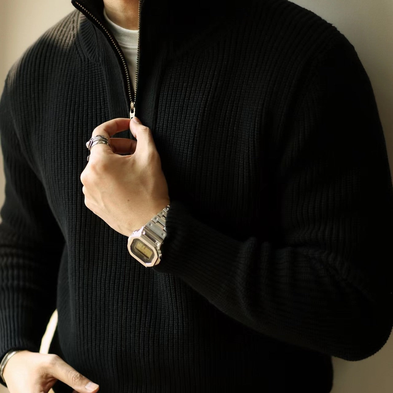 Ami Kaji Semi-Rollkragenpullover Fashion European Sweater