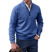 Owen | Eleganter Herren Strickpullover Mit Quarter-Zip – Blau