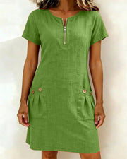 Sommerfeld | Leinenkleid in A-Linie – Grün