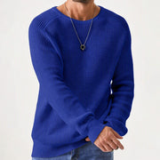 Isric - Strukturierter Strickpullover mit Rundhalsausschnitt – Marineblau