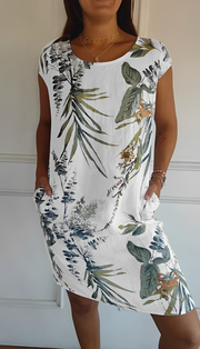 Tatiana - Leichtes Sommerkleid mit Print für Damen – Weiß