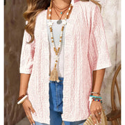 Delienne - Strickjacke mit softem Griff und Ajourmuster – Rosa
