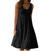 Carmen | Damen Schlichtes Sommerkleid Mini – Schwarz
