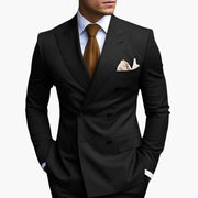 Casper | Herren Zweireiher Business Anzug – Schwarz