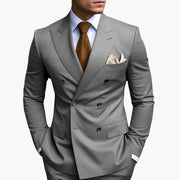 Casper | Herren Zweireiher Business Anzug – Hellgrau