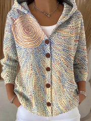 Marie | Cassidy Strickjacke Damen Bunt Geknöpfte Hoodie Cardigan – Hellgelb
