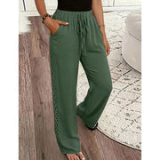Estrelle - Loungehose mit Kordelzug und Spitzenbesatz – Grün