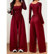Elanisse - Weitbeiniger Soft-Touch-Jumpsuit – Rot