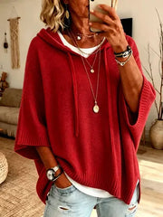 Celandria - Oversized Kurzarm-Hoodie in Soft-Touch-Qualität – Rot