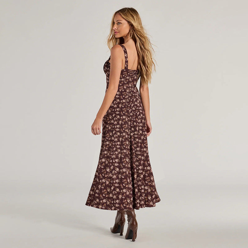 Freya | Langes Blumenkleid mit Trägern