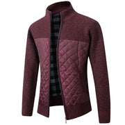 Mason | Herren Cardigan mit Stehkragen und Taschen – Burgunder