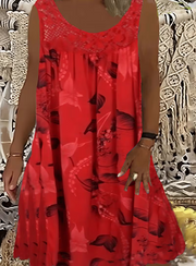 Ariadne - Elegantes Shiftkleid mit Blumenprint – Rot