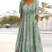 Chloe | Damen Grünes Midikleid Boho – Grün