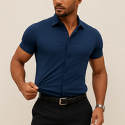 Clemens | Herren Sommer Hemd Schlicht – Marineblau