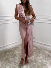 Sommerfeld | Elegantes Drapé-Kleid mit Taillenband – Fuchsie