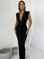 Sommerfeld | Elegantes Drapé-Kleid mit Taillenband – Schwarz