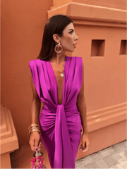 Sommerfeld | Elegantes Drapé-Kleid mit Taillenband – Rosa